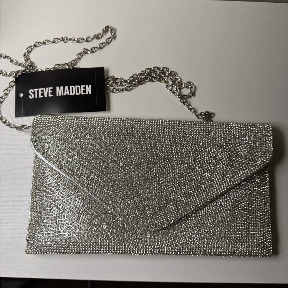 Steve Madden Swagger Silver Evening Cocktail Bag New with Tag Blingy